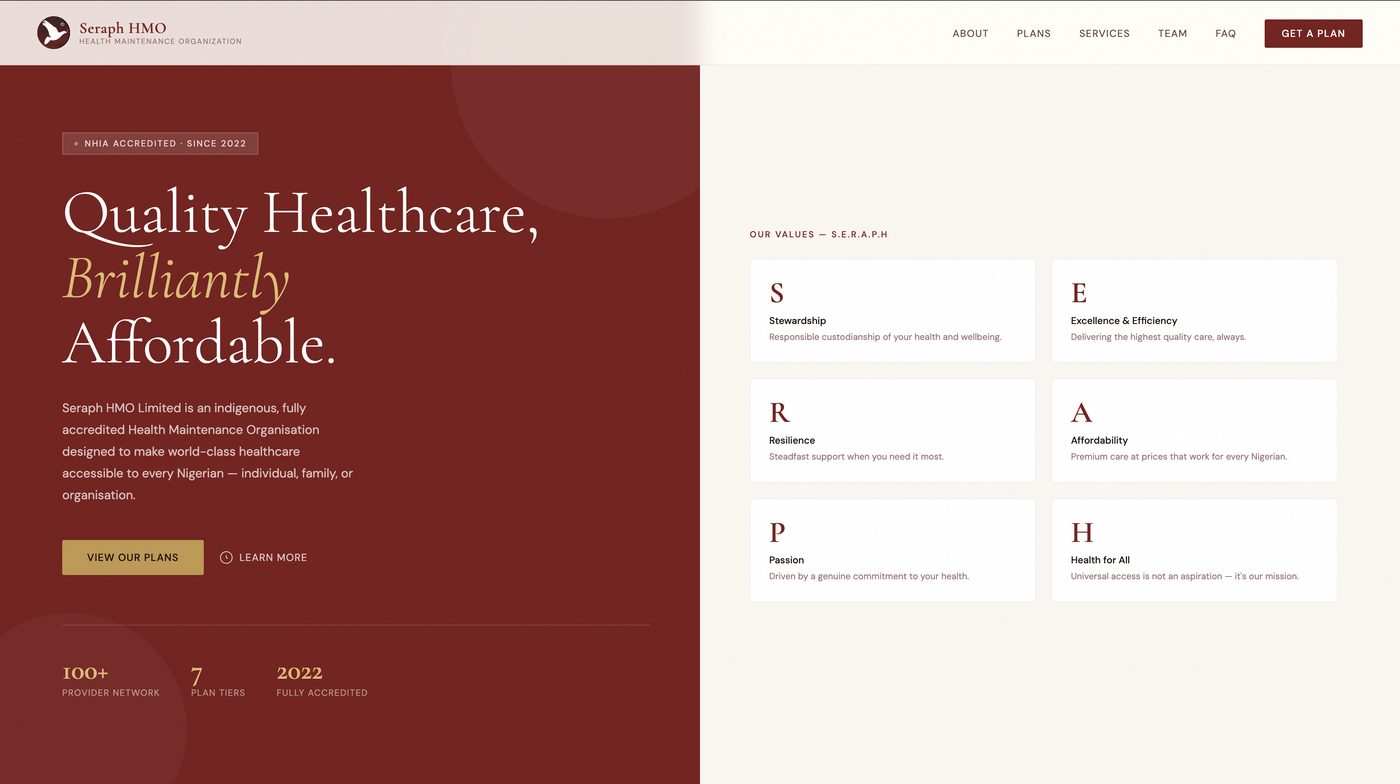 Seraph HMO website